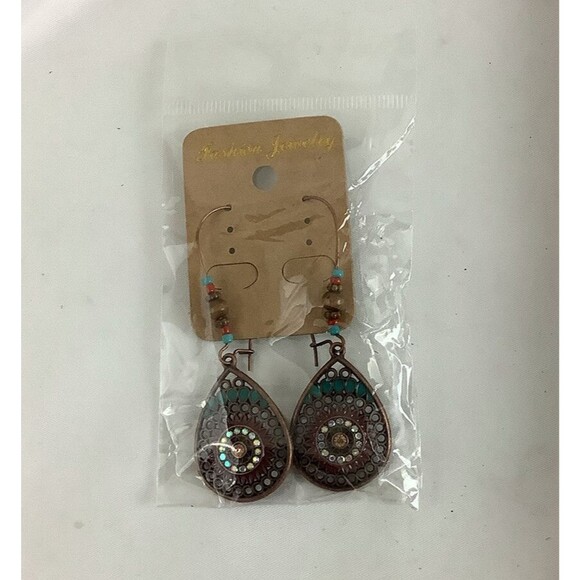 Bohemian Water Drop Dangle Earrings Colorful Beaded Boho Fashion Jewelry - Picture 2 of 3